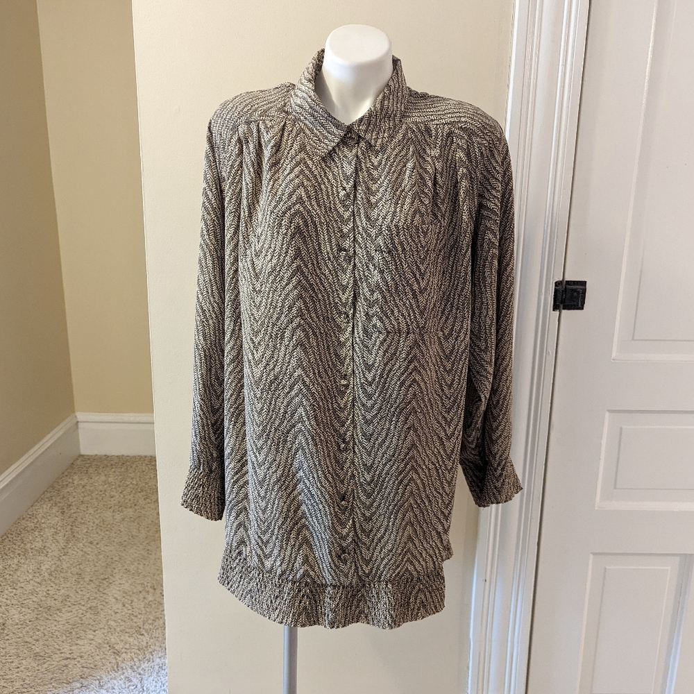Vintage Ricky Smithline tab and black print dress size 22W